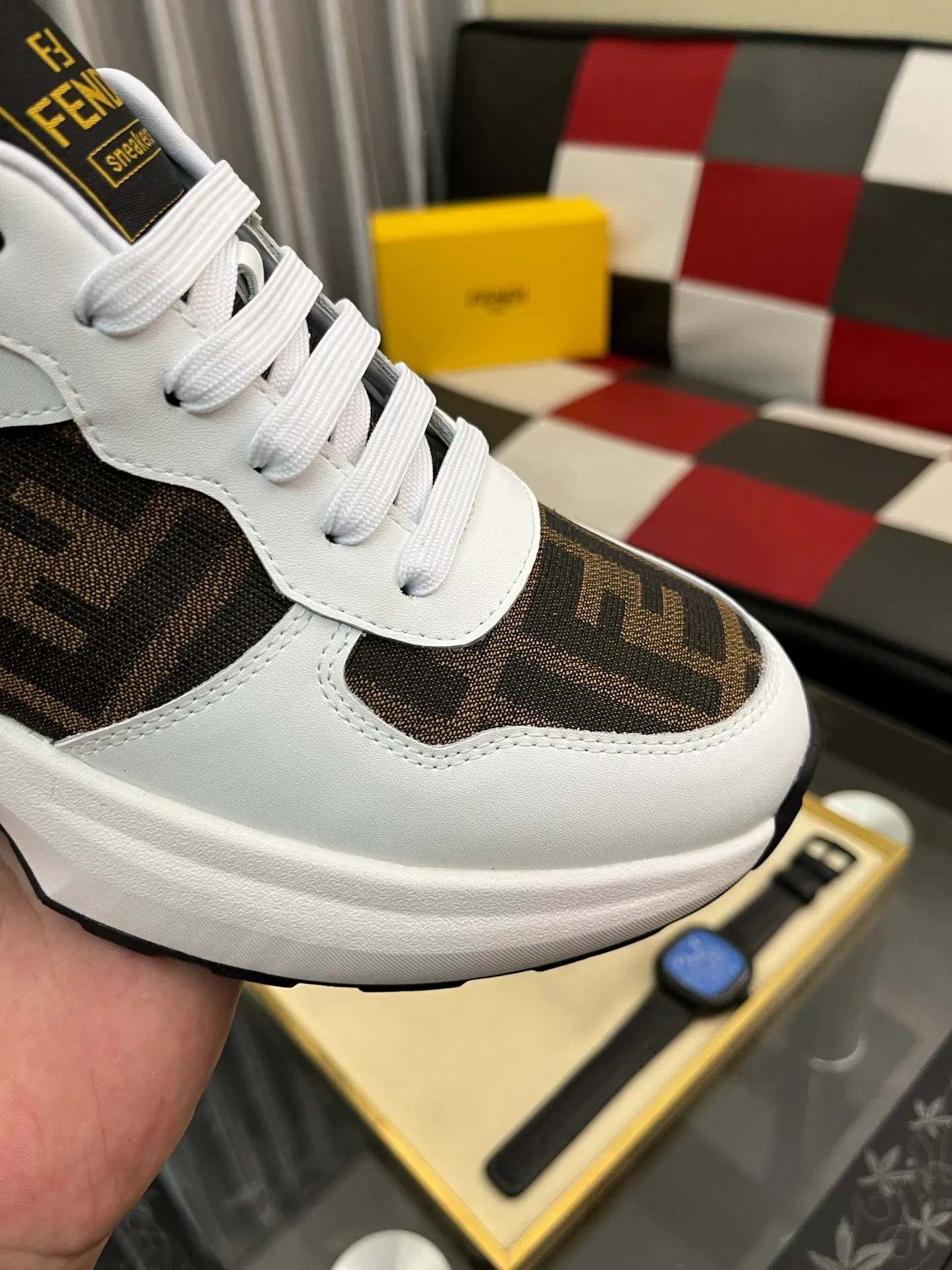Men's shoes 💰438⌚️⌚️ 【FENDI】Original quality. ~ Unique modern style sneakers. 🏃A must-have casual shoe for trendy men😍😍 Original brand imported from Italy, imported original leather, sheep lining (refuses to discolor and grind feet) Sole: Original sole provided by the original factory, French lazy style design ⚠️Fit to the feet, original quality, super comfortable original sole. Code number: 38-442️⃣Colors available